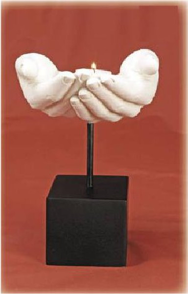 Marble Statue - Cupped Hands Votive Candleholder Sculpture